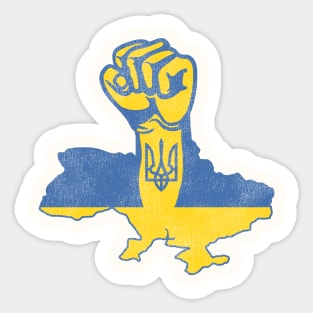 Ukraine Strong Distressed Raised Fist Sticker